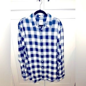 New J. Crew Men’s Large Flannel Patterned Casual Prime Condition! Blue and White